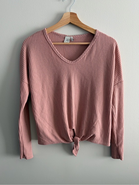 Paper Crane Tops - Paper Crane Waffle Knit Tied Front